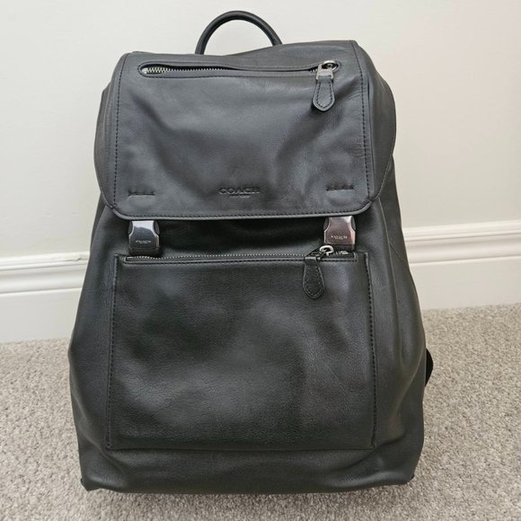 Coach Black Leather Backpack - Picture 1 of 16